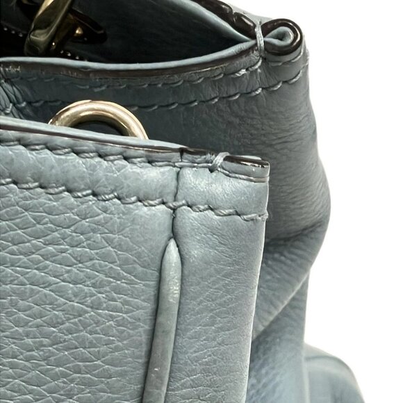 Auth GUCCI Bamboo Shopper 336032 Light Blue Brown Leather Bamboo - Tote Bag - Picture 13 of 16